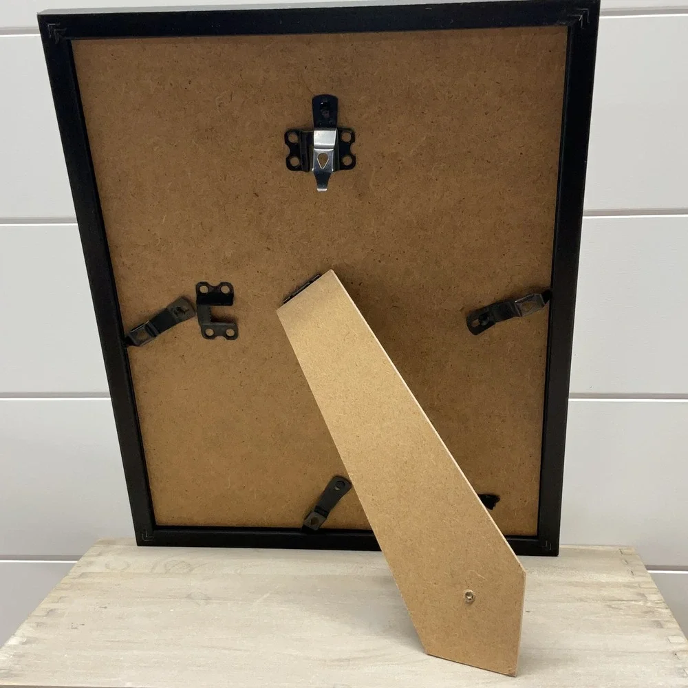 Modern Black Wood Picture Frame with White Mat 10.5x12.5 Tabletop Wall Mount